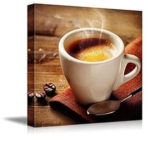 Canvas Prints Wall Art - White Smoke Rising from a Cup of Espresso Coffee | Modern Wall Decor/Home Decoration Stretched Gallery Canvas Wrap Giclee Print & Ready to Hang - 12" x 12"