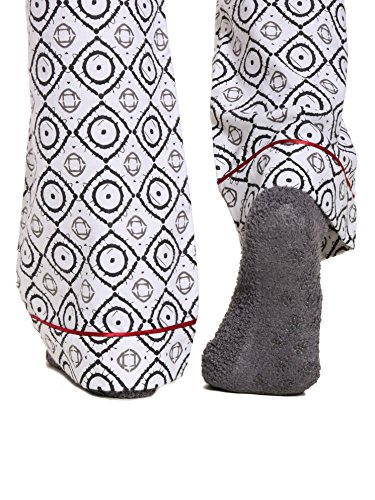 Women's Cotton Flannel Pajama Sleepwear Set - Moroccan White-Black - 2XL - Thumbnail 3