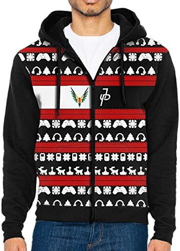 Men's JP And LP Logan Paul Jack Long Sleeve Full Zip Up Hoodie Sweatshirt Casual Active Hooded Jackets - With 2 Pockets Black
