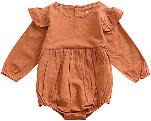 Mornyray ベビー服 女の子 ロンパース カバーオール 新生児 長袖 フリル 幼児 ボディスーツ コットン 春秋 森ガール 肌着 Size カボチャ柄 インナー 誕生日祝い 上品 重ね着 70 春 夏 出産祝い