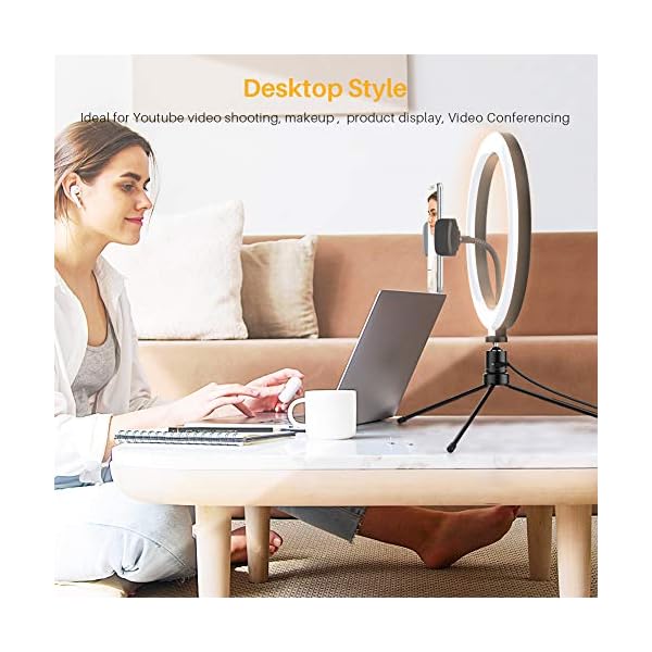 Anozer Ringlicht mit 2 Stativ, 10,2 '' LED ringleuchte mit 57,1 '' hohem Stativ und Metall Tischstativ &Stativ für Handy… – Bild 7
