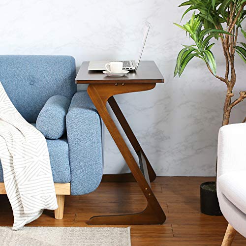 HOMFA ZShaped End Table TV Tray Bamboo Snack Laptop Desk Night Stand