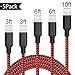 AOFU Compatible Charger Cable 4Pack 3FT 2x6FT 10FT to USB Syncing Data Nylon Braided Cord Charger Compatible for iPhone X/8 Plus/8/7/7 Plus/6/6 Plus/6s/6s Plus/5/5s/5c/SE-Black&Red