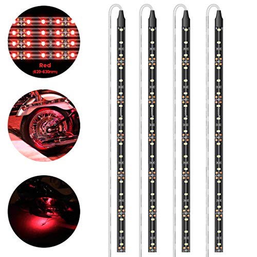 Geeon LED Strip Lights Waterproof 12V Red (620-630nm) for Auto Car Truck Motorcycle Boat Interior Lighting UL Listed 30CM/12'' 3528 SMD Pack of 4 (Renewed) - Thumbnail 7