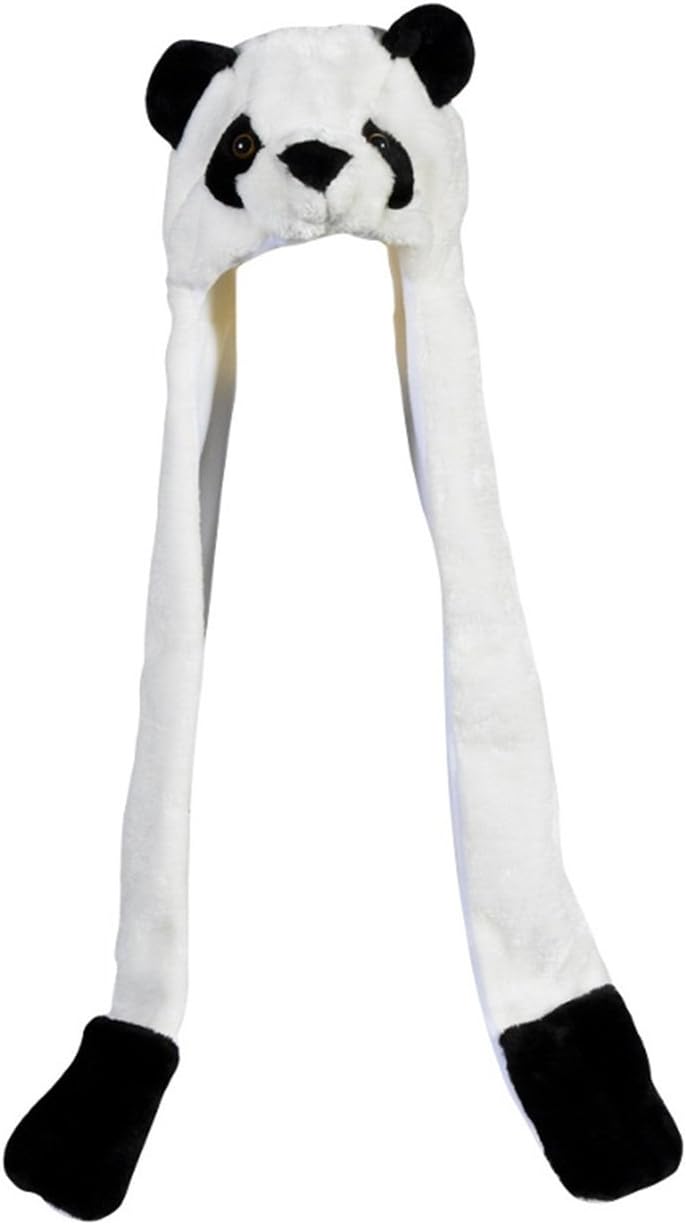 TheCuteHats Panda Hat with Long Mittens Plushy Animal Cap