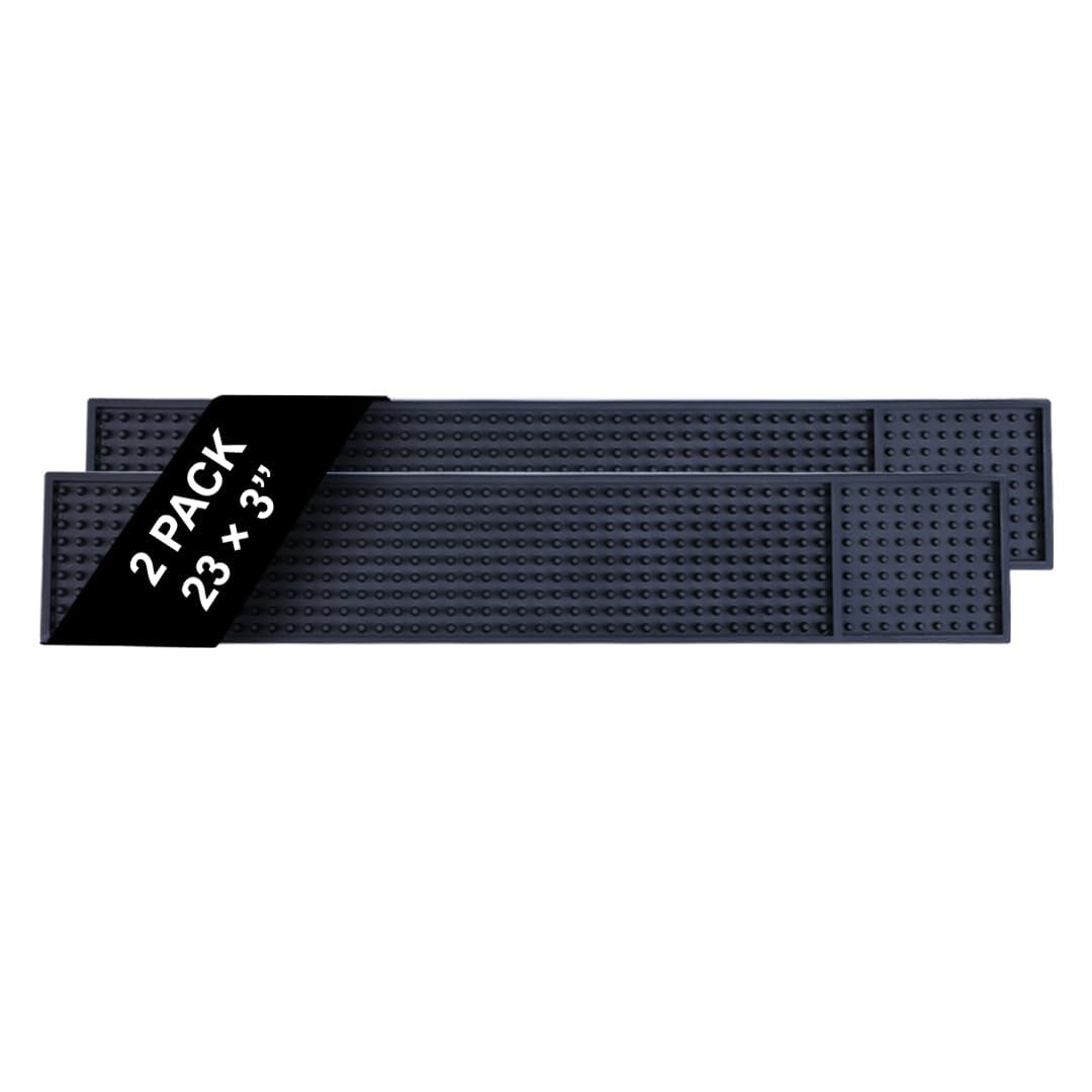 Bar Mats for Countertop by ProTensils - (58.42 cm x 8.26 cm) Bar Rail Mat, Black Rubber Bar Mats for Bartending, Bar Service Drip Mat, Home Bar, Coffee Bar Mat Spill Matt (2 Pack)