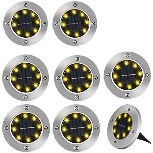 CHARS Solar Bodenleuchte Solarlampen für Außen 8 Stück - 8 LEDs Solarleuchten Garten IP65 Wasserdicht Edelstahl…