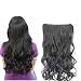 Eastlion New One Piece Sexy Women's High Quality Natural Fashion Curly Hair-Long Beautiful Synthetic Thick Hair Extensions 5clips Clip (Black)