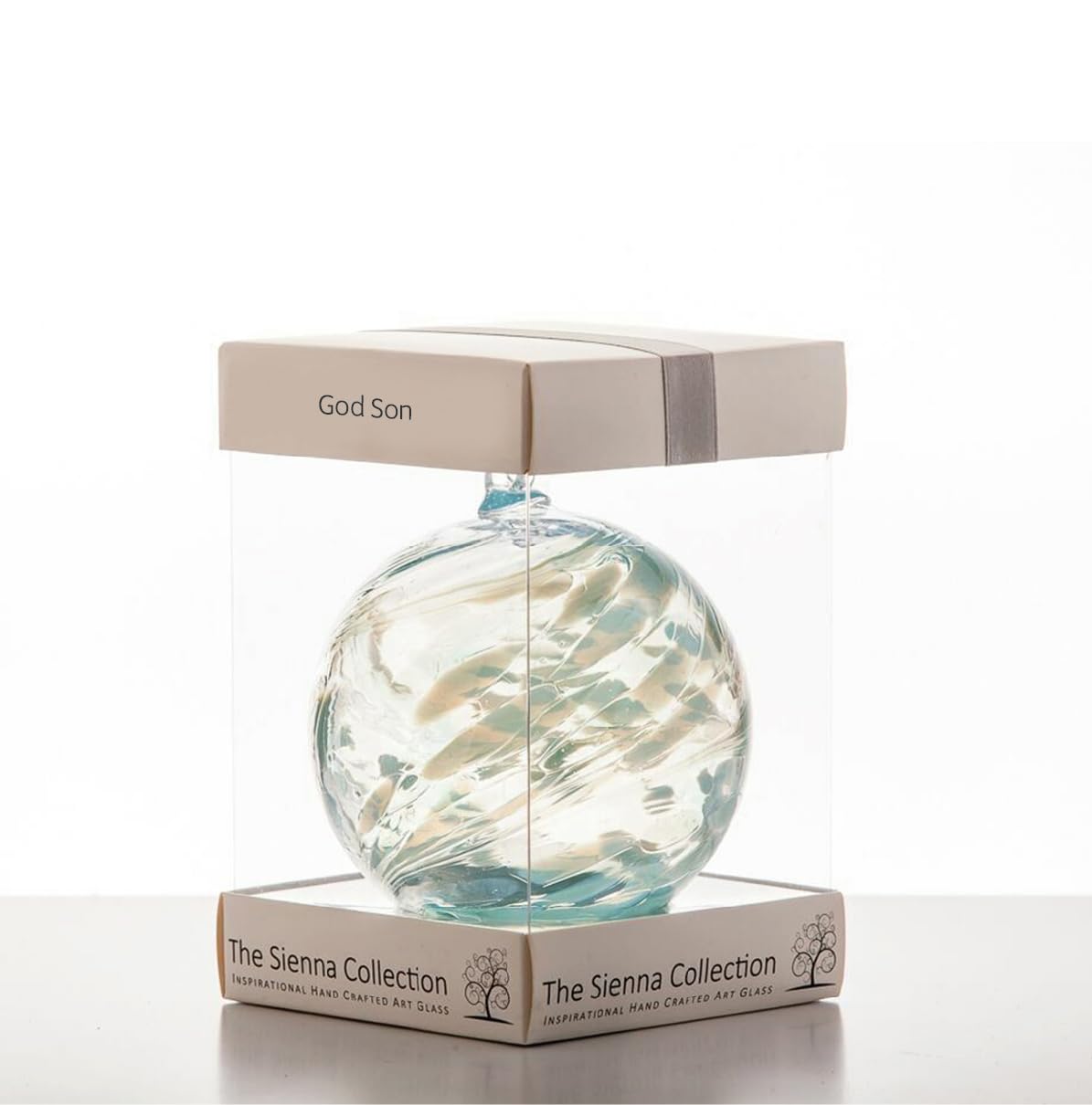 God Son Godson 10cm Hand Crafted Glass Ball Christening