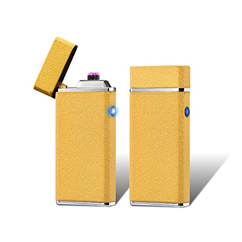 Scotte USB Lighter- Dual Arc Electronic Lighter Electric Plasma Lighter cigar lighter-Rechargeable Cigarette Lighter with Charging Cable (Gold)