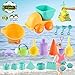 Chanvi Beach Toys Set, Toddler Beach Sand Toy Pool Bath Play Sets (21 pcs)- Included Mesh Bag, Soft Plastic Sandbox Toys with Sand Truck Bucket Shovels Rakes Beach Castle Molds Sea Animal Molds