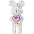 AIYIMUSIDEEN Bridal Bouquet Bear Building Block Set Violence Building Blocks, White Bear Micro Blocks(3827PCS) Gifts for Adults and Children