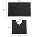 LuxUrux Bathroom Rugs Sets 2 Piece: Quick Dry, Soft Plush Anti-Slip, Super Absorbent. Includes Rectangular (31x20 inches) & U-Shaped Toilet Mat (20x20 inches) | Black