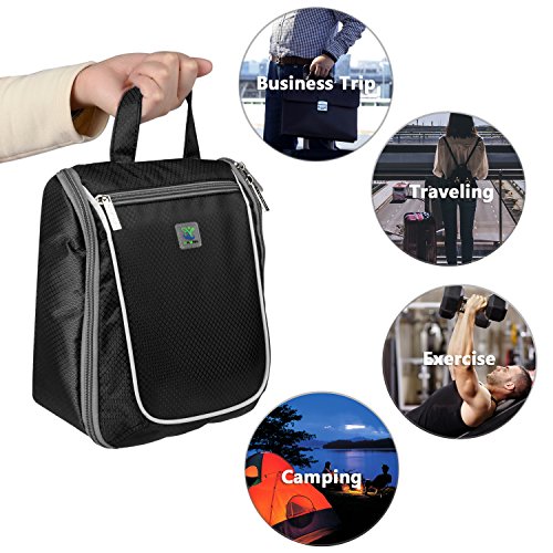 Goldwheat Waterproof Travel Toiletry Bag for Women/Men Cosmetic Travel Organizer Hanging Toiletry Kit, Black