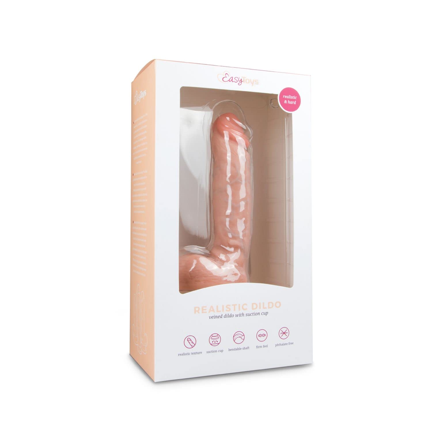 Easytoys Dildo Collection - Real Dong with Beautiful Acorn for Real Feel - 22,5 cm - Flesh - 100% Phthalate-Free Soft PVC - Lifelike Realistic Dong with Suction Cup