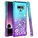 Ruky for Galaxy Note 9 Case, Gradient Quicksand Series Glitter Flowing Liquid Floating TPU Bumper Cushion Reinforced Corners Girls Women Cute Case for Galaxy Note 9 (2018 Release) (Aqua Purple)