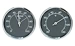 Analog Thermometer and Hygrometer Humidity Gauge Set - Gray with Chrome Bezel
