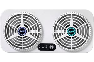 YOMTOVM Universal Dual Head Car Exhaust Fan, Car Cooling Fan Window Radiator with USB Wire for Car RV Truck Office (White)