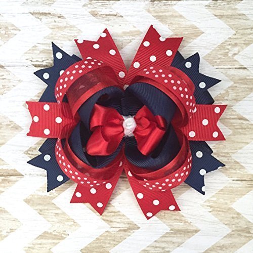 Amazon Com Red Navy White Hair Bow Handmade Navy Red White