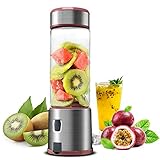 Portable Blender, KACSOO 5200mAh USB Rechargable Cordless Blender for Smoothie and Shakes, 15OZ Glass Personal Juicer Blender with FDA, BPA Free for Travel, Gym, Picnic, Office, Home, Kitchen