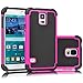 Tekcoo Galaxy S5 Case, [Tmajor] Sturdy [Hot Pink/Black] Shock Absorbing Hybrid Rubber Plastic Impact Defender Rugged Slim Hard Case Cover Bumper for Samsung Galaxy S5 S V I9600 GS5 All Carriers
