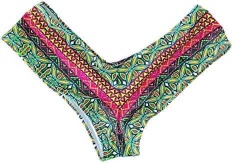 Topmelon Women's Sexy Hipster Brazilian Cheeky Thong Bikini Bottoms Bathing Suit Swimsuit, Floral, X-Large
