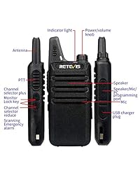 Retevis RT22 Radios de dos vías Recargable Walkie Talkies 16 CH VOX Bloqueo de canales Alarma de emergencia Radio de 2 vías (paquete de 10)