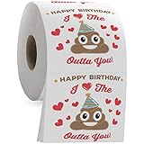 Happy Birthday Funny Toilet Paper Roll - I Love the Poop Outta You - Romantic Poop Emoji 3 Ply Tissue Paper - Funny Bathroom Novelty Joke Present - Image on Each Sheet - Unique Mens Bday Gag Gift Idea