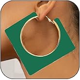 Acrylic Hoop Earrings for Women Large Square Color Drop Earrings Geometric Vintage Party Jewelry