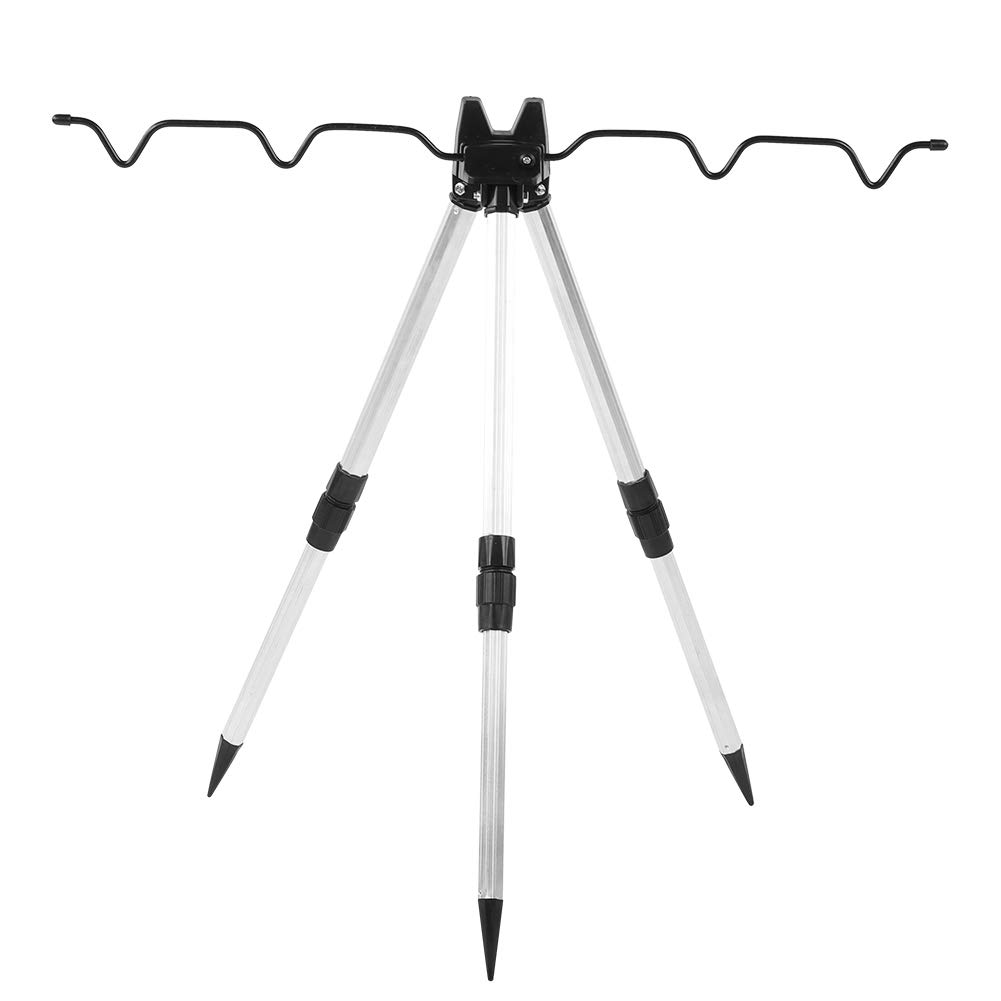 Keenso Aluminium Alloy Fishing Rod Tripod Stand, 5 Rod Holder, Rail Mount, Multicolor