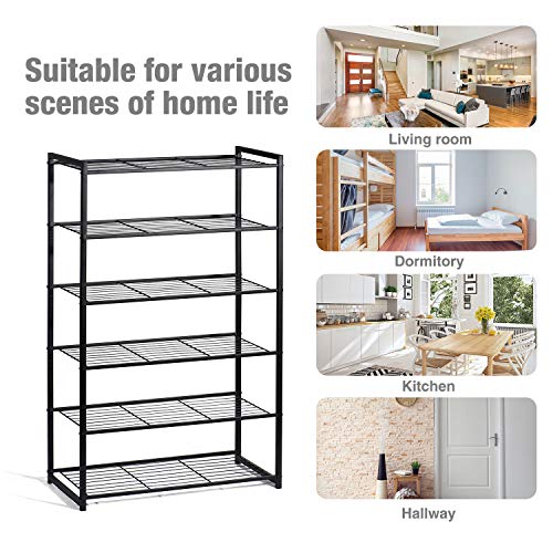 Titan Mall Shoe Rack 6 Tiers Shoe Organizer Free Standing Shoe Rack Metal Shoe Rack 25 Inch Wide Shoe Tower Shelf Storage - Thumbnail 2
