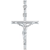 Jewelry America 14K White Gold INRI Crucifix Tubular Simple Polished Cross Pendant