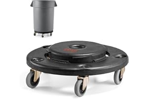 VEVOR Trash Can Dolly, Fit 20, 32, 44, 55 Gallon Containers, Round Trash Can Roller Base with 4 Lockable Wheels, 500lbs Weigh