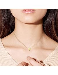 Carleen - Colgante de oro amarillo de 14 quilates con monedas redondas para mujer, cadena de 17.7 in
