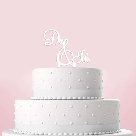 in due Tortendekoration zur Hochzeit - Acryl Tortenfigur 'Du & Ich' weiß