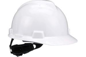 MSA 475358 V-Gard Cap Style Safety Hard Hat With Fas-Trac III Ratchet Suspension | Polyethylene Shell, Superior Impact Protection, Self Adjusting Crown-Straps - Standard Size in White