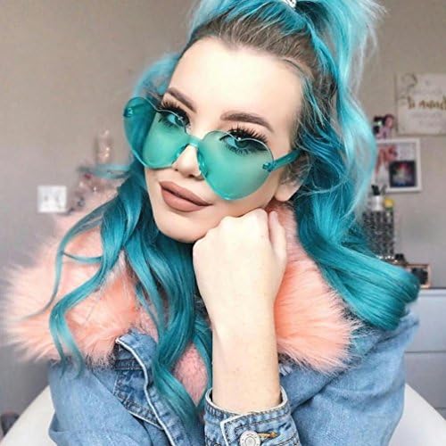 Franterd Love Heart Shape Sunglasses Women Rimless Frame Tint Clear Lens Integrated UV Candy Colore Sun Glasses - Sports Outdoor Sunglasses for Hiking Camping Photography (B_F)