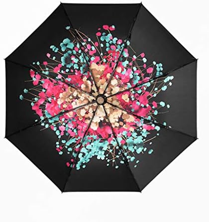 Ultra Light Small Folding Sun Umbrella Pattern Ladies Sunscreen UV Umbrella Umbrella 2019 New Sunny Rainy Day Dual Umbrella (Color : Black)