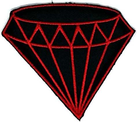 2.9 x 2.5 inches.Cute Red and black Daimond Patch Embroidered DIY Patches Cute Applique Sew Iron on Kids Craft Patch for Bags Jackets Jeans Clothes