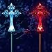 Solar Cross Stake Decoration Outdoor Holy Jesus Christmas Home Church Figurine Led Color Changing Ground Garden Ornament Patio Statue Decor Lights Cemetery Lighting Thanksgiving Xmas Party Ornament
