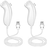 NC Nunchuck Controller Joystick Gamepad Replacement for wii Nunchuck Controller, Compatible with Nintendo Wii & Wii U Video Game Gamepads. (White 2PCS)