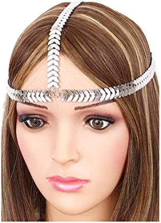 {CH0116 J JEWELRY} Clear stones hair chain head chain head jewelry wedding party bridal prom for Women (RHODIUM)