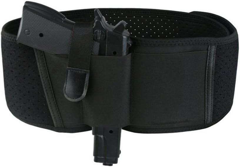 HUANGYUAN Belly Band Holster for Concealed Carry Neoprene Waist Band Handgun Carrying System, Elastic Hand Gun Holder for Pistols Revolvers for Men and Women A303(Black)