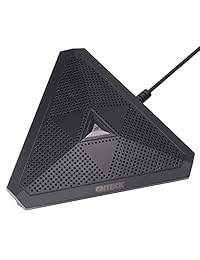 CMTECK CM001R - Micrófono de escritorio con USB, botón de silencio con indicador LED, condensador omnidireccional