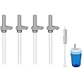KLOWOAH Replacement Straws Compatible with Zak 15oz Water Bottle,Reusable Straw with Cleaning Brush (Grey-4 Pack)