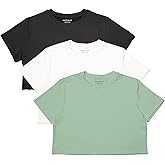 MAX ALLIE Women's Ultra Soft Cropped T Shirt Crew Neck Tees Casual Loose Fit Basic Lightweight