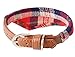 PUPTECK Bandana Style Leather Dog Collar Cute Plaid Scarf for Small Pet, Extra Small