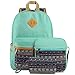 Plambag Canvas Backpack Set 3 Pcs, Casual Lightweight School Backpack for Women Teen Girls Water Blue