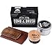 Beard Comb and Brush Set for Men - Wooden Beard Comb Sandalwood Beard Comb - Natural Horse Hair Bristle Brush - Perfect for Beard Balms & Oils – Soften and Condition Itchy Beards - 2 Year Warranty