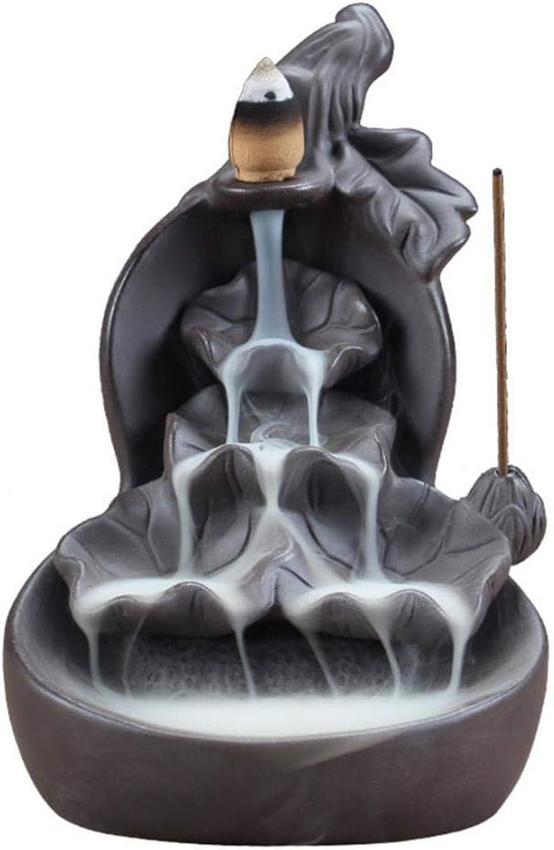 Risup Ceramic Incense Burner Backflow Incense Burner Holder + 10pcs Incense Cones Incense Stick Holder for Home Office Decor